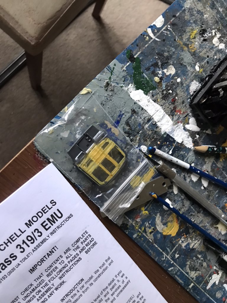 SheepdogNo1's tweet photo. @modelrailUK @ChathamClub #bratchellmodels. Work continues on the class 319/3 build in northern livery. https://t.co/uq5x2kkDSF