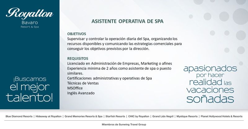 #trabajosíhay

Asistente operativa de spa en Punta Cana en @royaltonbavaro

'Únete al equipo #EPIC

Aplica enviando tu curriculum a hhrrchicpuj@royaltonresorts.com'
#turismo #hoteles 
#Spa #Latam #LatinoAmerica