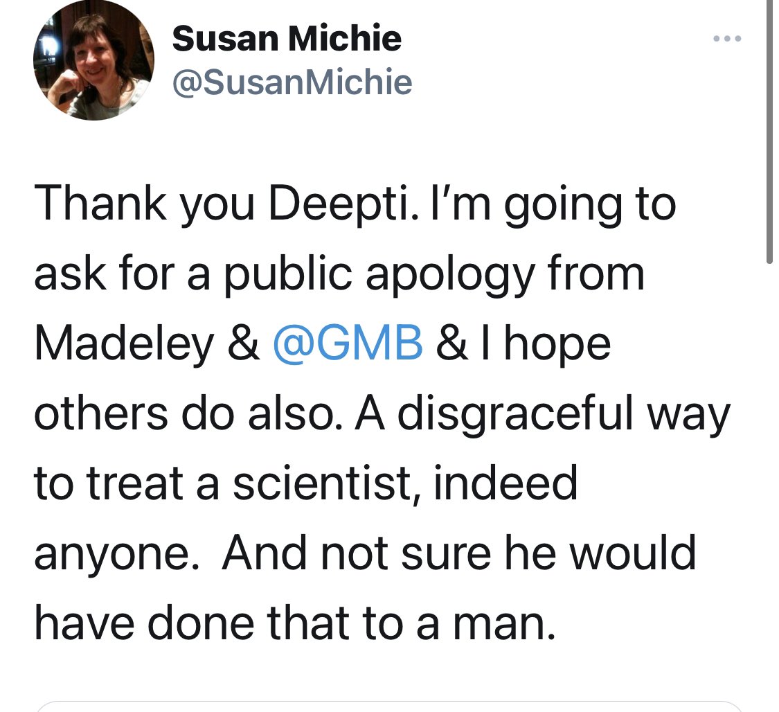 EssexPR's tweet photo. Here we go.. didn’t like being rightfully questioned on her Communist party support, so throws out the misogynist card.

Pathetic 

If @gmb or @richardm56 apologise then that’s utterly embarrassing. https://t.co/e2a5EaiiTy