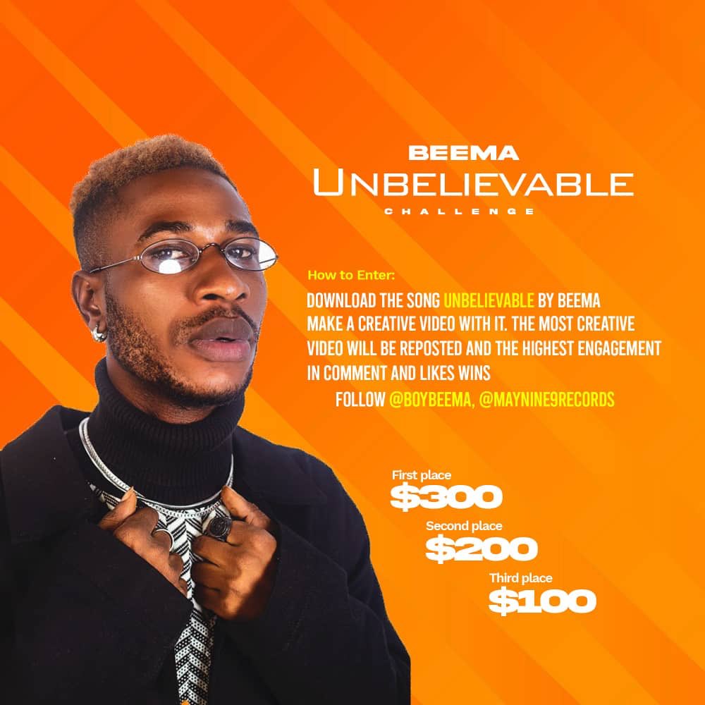 Buttergirlll's tweet photo. Who feels like using their creativity to  Win cool $$$?

Make a video vybin, dancin, DJ mixing or doing anything creative using d song UNBELIEVABLE By BEEMA

1st wins $300
2nd- $200
3rd-  $100

Follow and Tag
@badboybeema
@maynine9records

#unbelievablechallenge
#maynine9records https://t.co/669KfHAwd5