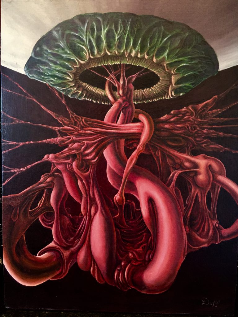 artofduff's tweet photo. I try to create landscape of flesh and desire, with oases of familiarity.

#Art #painting #abstract #surrealism #organic https://t.co/Az2WNUKuEC