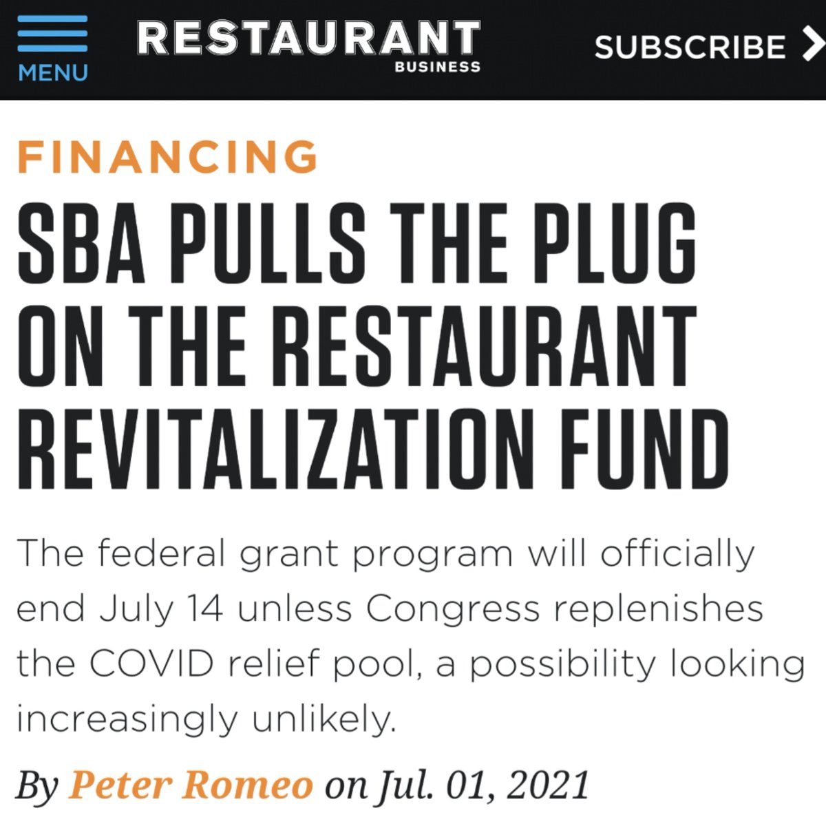 PatrickMBoston's tweet photo. #ReplenishRRF @RB_magazine @SBAgov @JoeBiden @WeRRestaurants @MassRestaurants @MARestosUnited @IndpRestaurants #SaveRestaurants #SaveBars https://t.co/gviV91P3fh