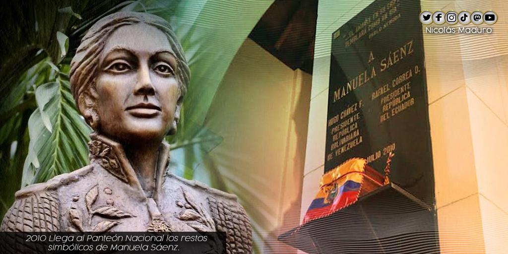 Hace 11 años llegó Manuela Sáenz al Panteón Nacional, y junto a ella, un ejército de mujeres olvidadas en la historia. La Generala de Ayacucho significa para las y los bolivarianos, el amor, la ternura y la lealtad hacia la causa de la libertad de la Patria Grande.