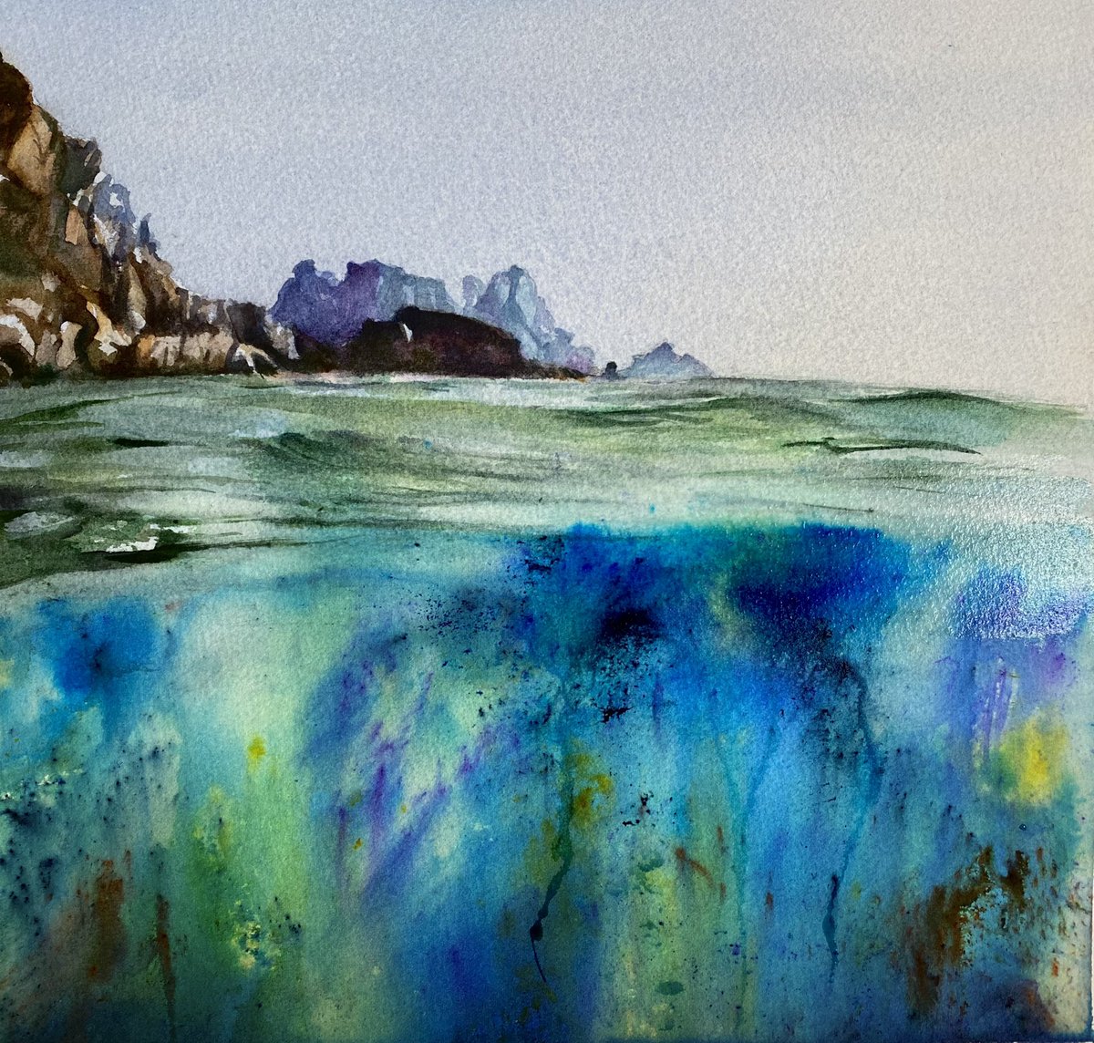 dmboanasartidt's tweet image. I haven’t picked up a paintbrush for many weeks due to various commitments and issues. ‘ Below the surface’ watercolour and Brusho