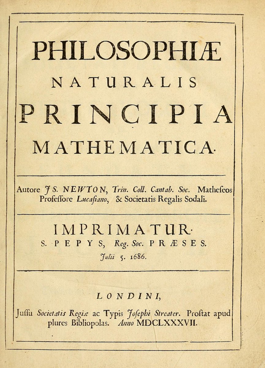PhysInHistory's tweet photo. On this day in 1687, Sir Isaac Newton publishes Philosophiæ Naturalis Principia Mathematica (Mathematical Principles of Natural Philosophy), one of the most significant works in the history of science. https://t.co/ovCAvwgJ2h