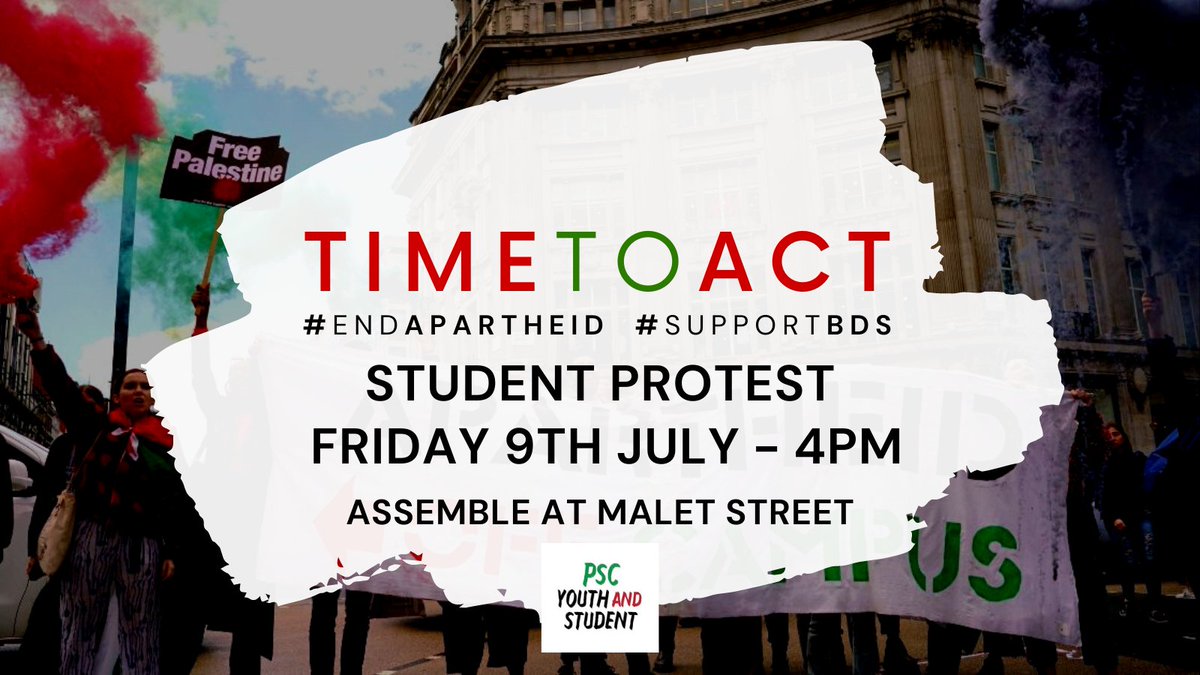 PscYouth's tweet image. This Friday. Take to the streets for Palestine 🇵🇸✊

Be there. #SupportBDS #DivestForPalestine