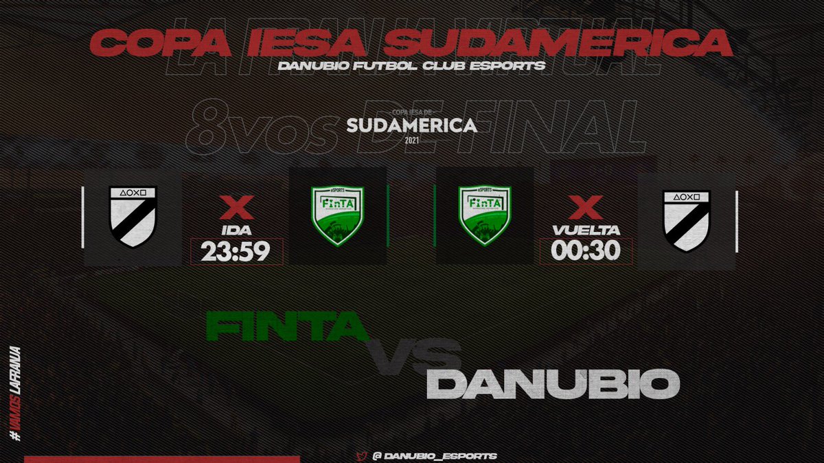 #CopaIESASudamerica | Vuelve a rodar la pelota, hoy toca noche de Copa Sudamerica de <a href="/IESALatam/">IESA Latam</a> 🏆 

🔘 OCTAVOS IDA
⏰ 23:59 hrs 🇺🇾
🆚 Finta eSports 🇨🇱 
🏟 Visitantes 

🔘 OCTAVOS VUELTA
⏰ 00:30 hrs 🇺🇾
🆚 Finta eSports 🇨🇱
🏟 Locales 

👨🏽‍💻: <a href="/JL_Desings/">JL DESIGN</a> | <a href="/juanmabandeira1/">Juanma Bandeira</a>