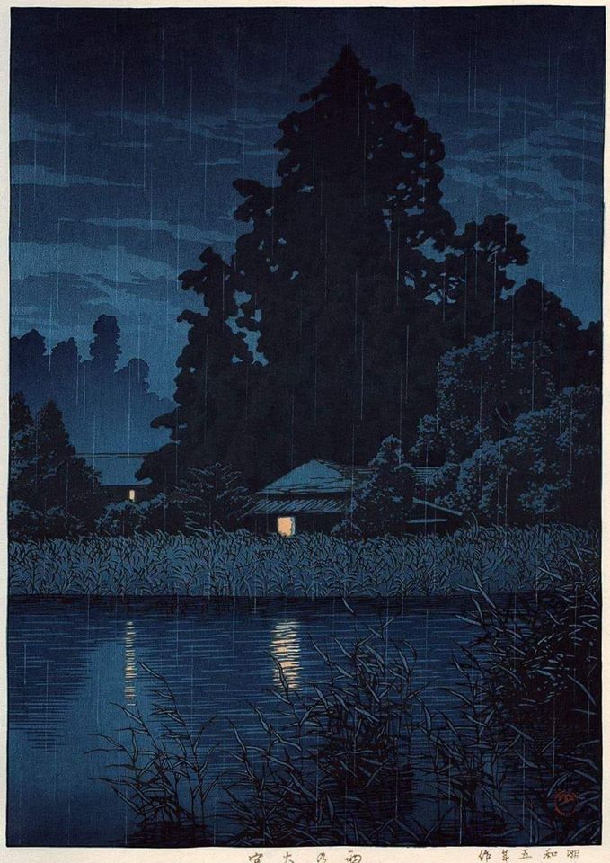 Kawase Hasui, Pioggia notturna a Omiya, 1930