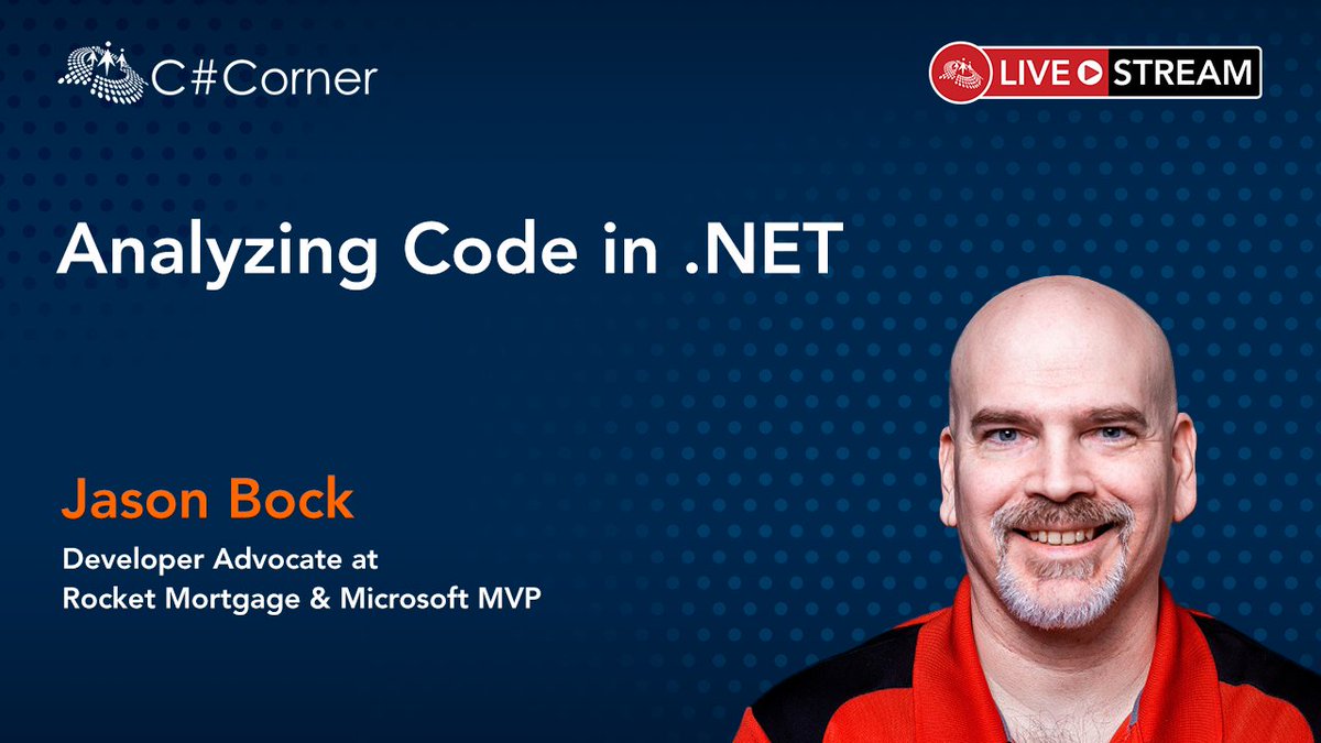 CsharpCorner's tweet photo. Did you miss @jasonbock session on "Analyzing Code in .NET" at Code Quality & Performance Virtual Conference?
You can now watch it here: https://t.co/MMAN6xXkLR
#CodeQuality #CsharpLiveShow #Coding #CodeQualityConf21 #DOTNET https://t.co/JavCqvLR5V