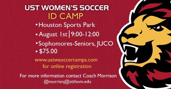 USTWSoccer's tweet image. Yes, you read correctly! We are hosting the ID camp once more after rescheduling so save the date and get ready! ⚽️🦁 #USTWS #USTBound