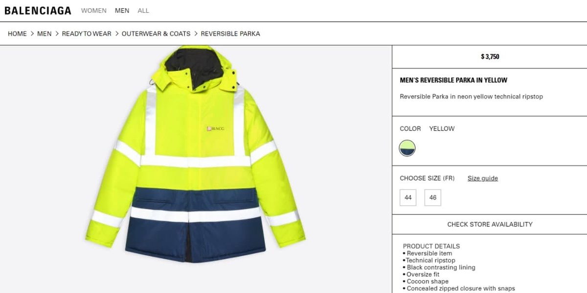 lentaruofficial's tweet image. Люксовый бренд Balenciaga начал продавать униформы мусорщика за 300 тысяч рублей. От обычной неоново-жёлтой одежды рабочего её отличает только принт логотипа бренда и цена — в спецмагазинах такая куртка стоит от 200 рублей. 

Как мало (много) нужно, чтобы быть модным