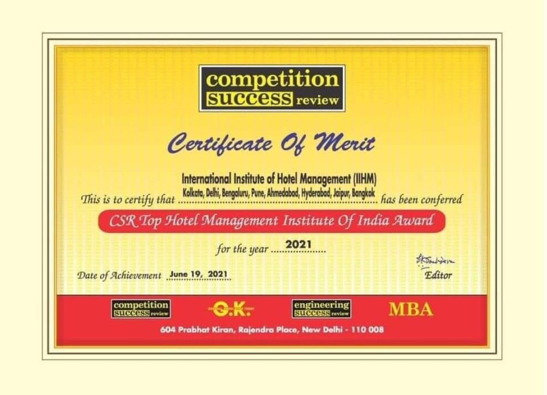 NilayLad5's tweet photo. Top Hotel Management Institute of India award for #IIHMHotelSchools by #CompetitionSuccess Magazine
#iihmbest3years #iihmdelhi #acehospitalityatiihm #HotelPlusManagement #admission2021 #hotelindustrylife #hospitalitymanagement
@abdullah.ahmediihm @drsubornobose @iihmhotelschools https://t.co/0rtrFxulFR