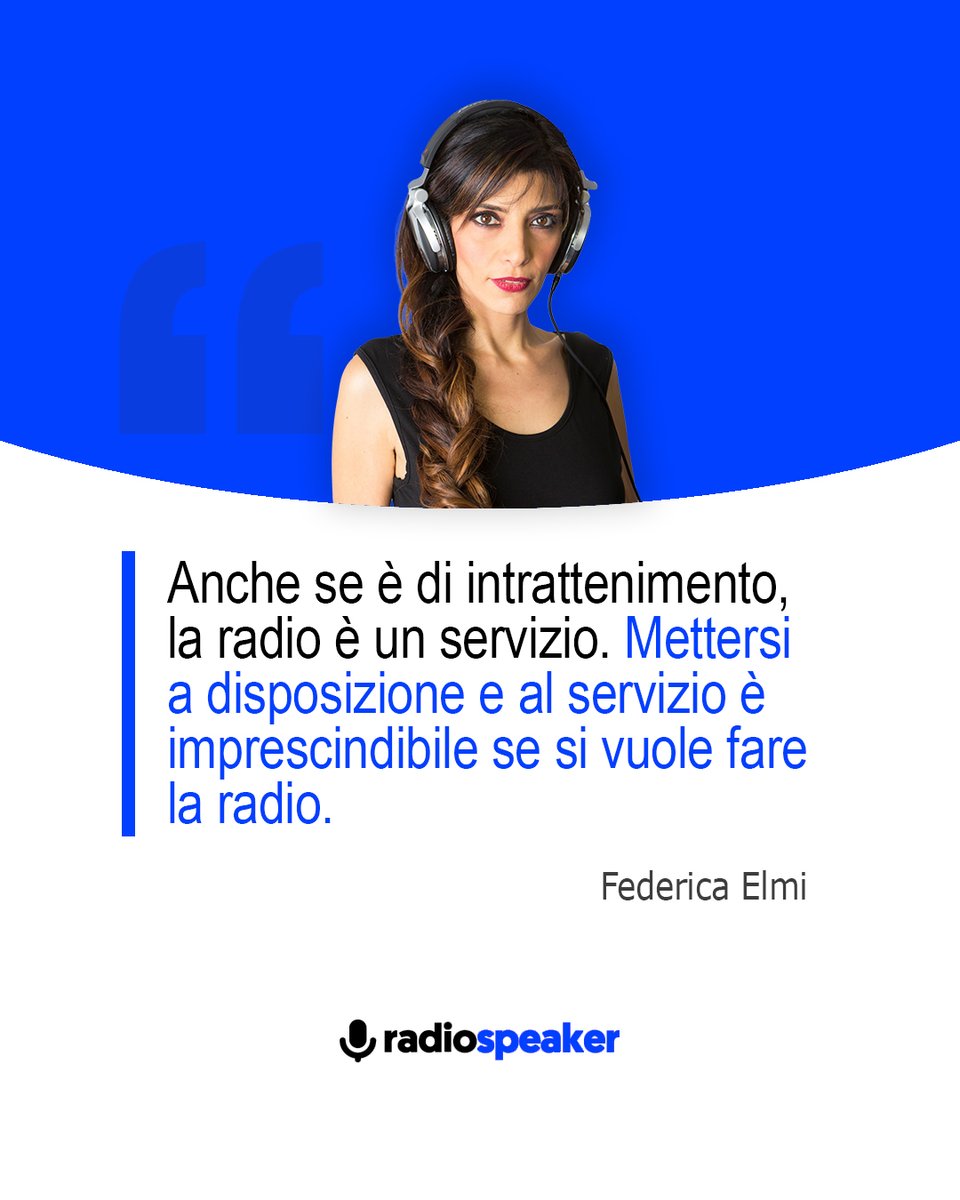 Radio_Speaker's tweet photo. Quanto sareste disposti a mettervi al servizio della radio?

"Anche se è di intrattenimento, la radio è un servizio. Mettersi a disposizione e al servizio è imprescindibile se si vuole fare la radio."
@FedericaElmi https://t.co/FhU4Qsxc1G