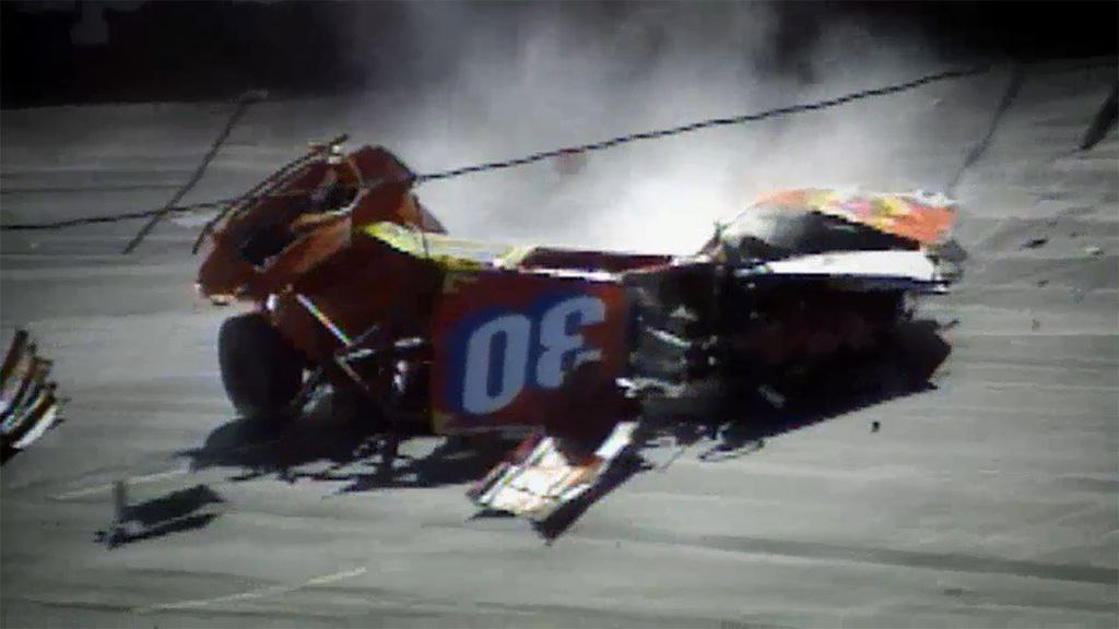 Michael Waltrip's Mangled #30 Kool-Aid Pontiac Comes To A Rest After Making Contact With A Crossover Gate At Bristol Motor Speedway On April 7, 1990. Waltrip Was Uninjured In The Wreck, Which Is Regarded As One Of The Worst In NASCAR History. 
#History https://t.co/gq3rRDyNAi
