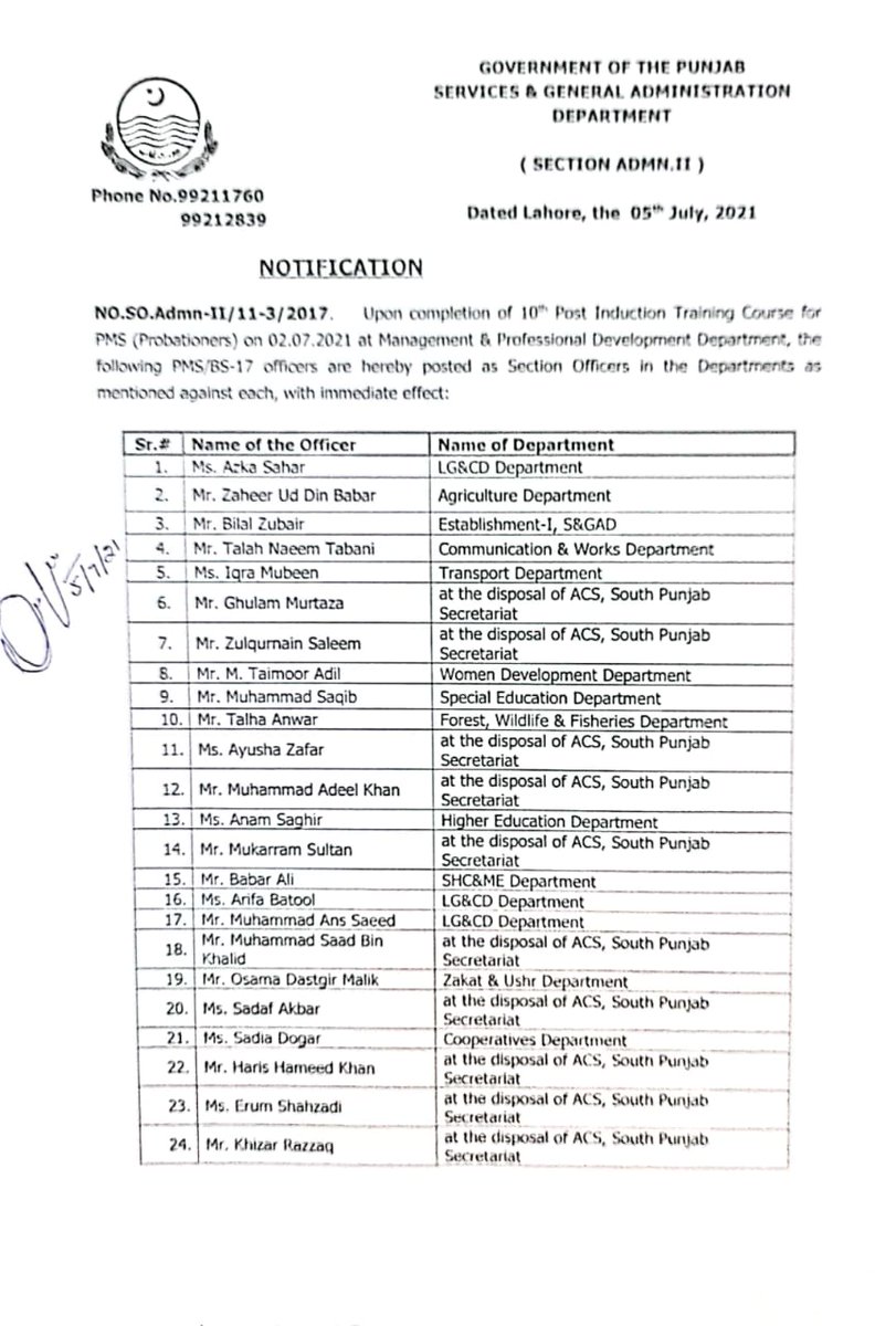 ACSPunjabOffice's tweet photo. ACS Punjab @IrumBukhari_ has posted 30 PMS officers in South Punjab Civil Secretariat to improve its functionality.The newly appointed officers will play a positive role in public service delivery. @CSoffice_Punjab @GovtofPunjabPK https://t.co/2npMCMNkWD