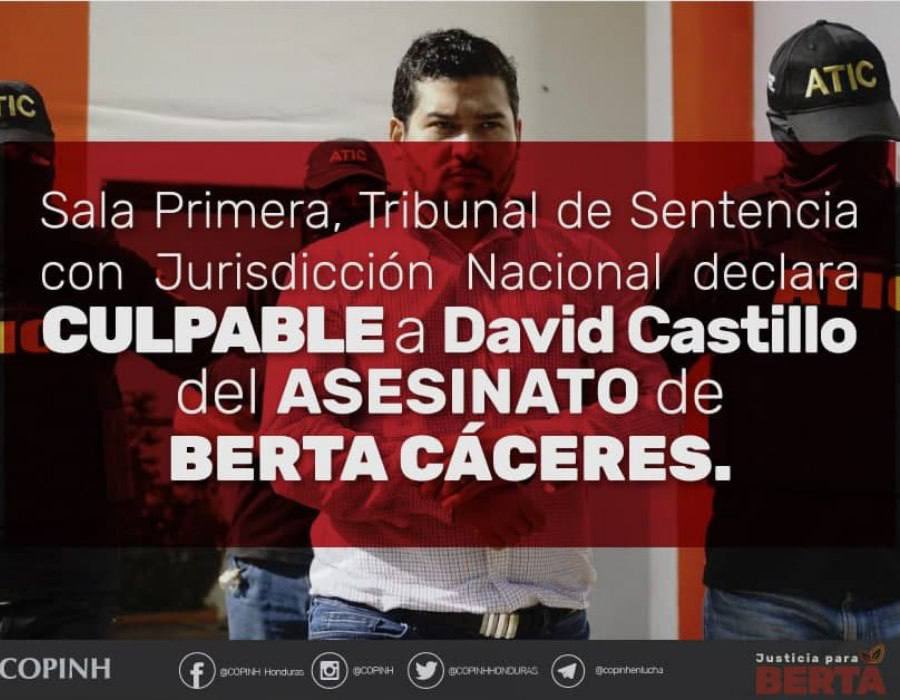 COPINHHONDURAS's tweet image. 🔸#JuicioCastillo| VICTORIA POPULAR ✊🏽
Este fallo condenatorio significa una victoria popular no sólo para el Copinh, el pueblo Lenca y la familia de #BertaCaceres