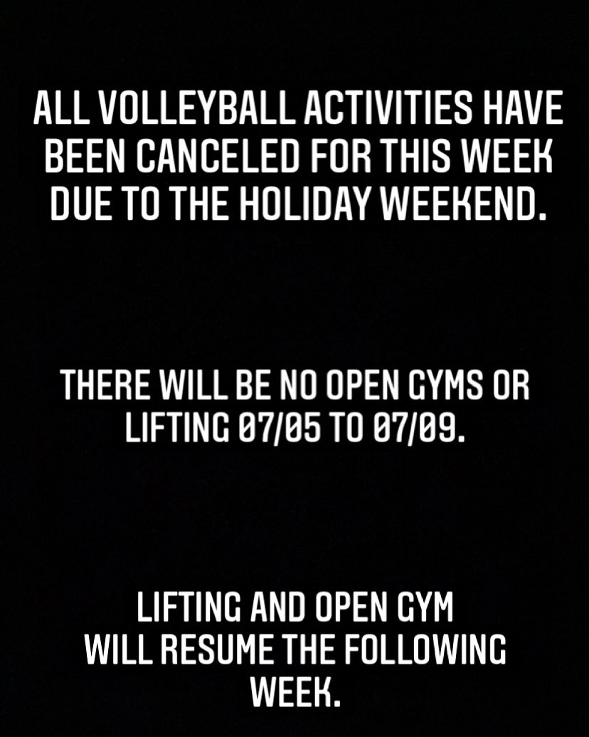 All volleyball events for this week have been canceled.