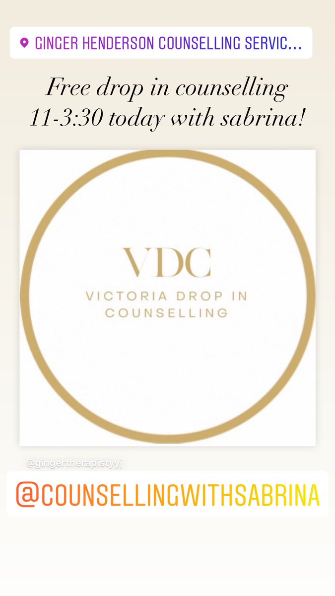 #yyj Drop in counselling is back!! And it’s free every Monday in July! 106-4475 Viewmont Ave in the Royal Oak Plaza! 11-3:30 today! #yyjevents