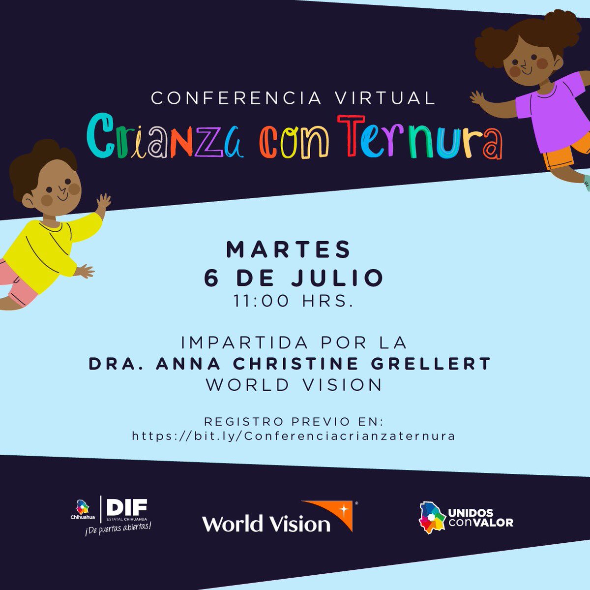 AGrellert's tweet photo. ¡Participa en la conferencia virtual "Crianza con Ternura!

Impartida por la Dra. Anna Christine Grellert, Asesora Regional World Vision.

El próximo martes 6 de julio a las 11:00 a.m.

Registra tu participación en: https://t.co/bV3WkfhedU https://t.co/iDFNxKuNDs