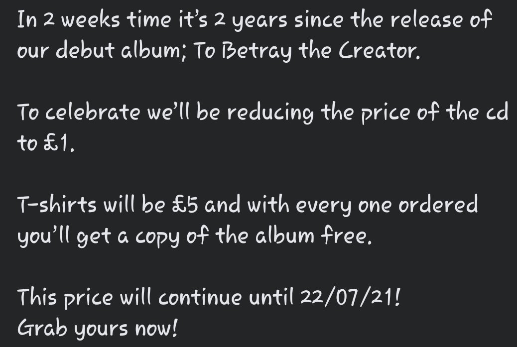 CadaverSoiree's tweet photo. This is a sweet deal

#cadaversoiree #NewMusic #deathmetal #metal #tattoo #piercings #beards #guitar #bassguitar #drums #vocals #Album #cd #ukdm #ukdeathmetal #gutterals #blastbeats #store #heavymusic #new #doom #blackmetal #Ibanez #harke #Victory #rum 

https://t.co/RxPpQC3ecr https://t.co/IHrkJZSE0Q