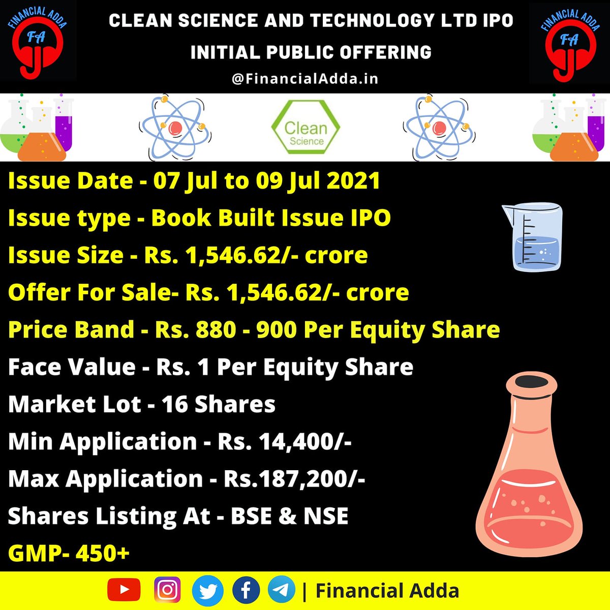 FinancialAdda's tweet photo. Clean Science &amp; Technology Ltd IPO 
. 
. 
Follow @FinancialAdda For More Content 

#ipo #upcomingipo #ipotime #iponews #cleanscienceipo #CleanScienceandTechnology #cleanscience https://t.co/qnydKaeAG8