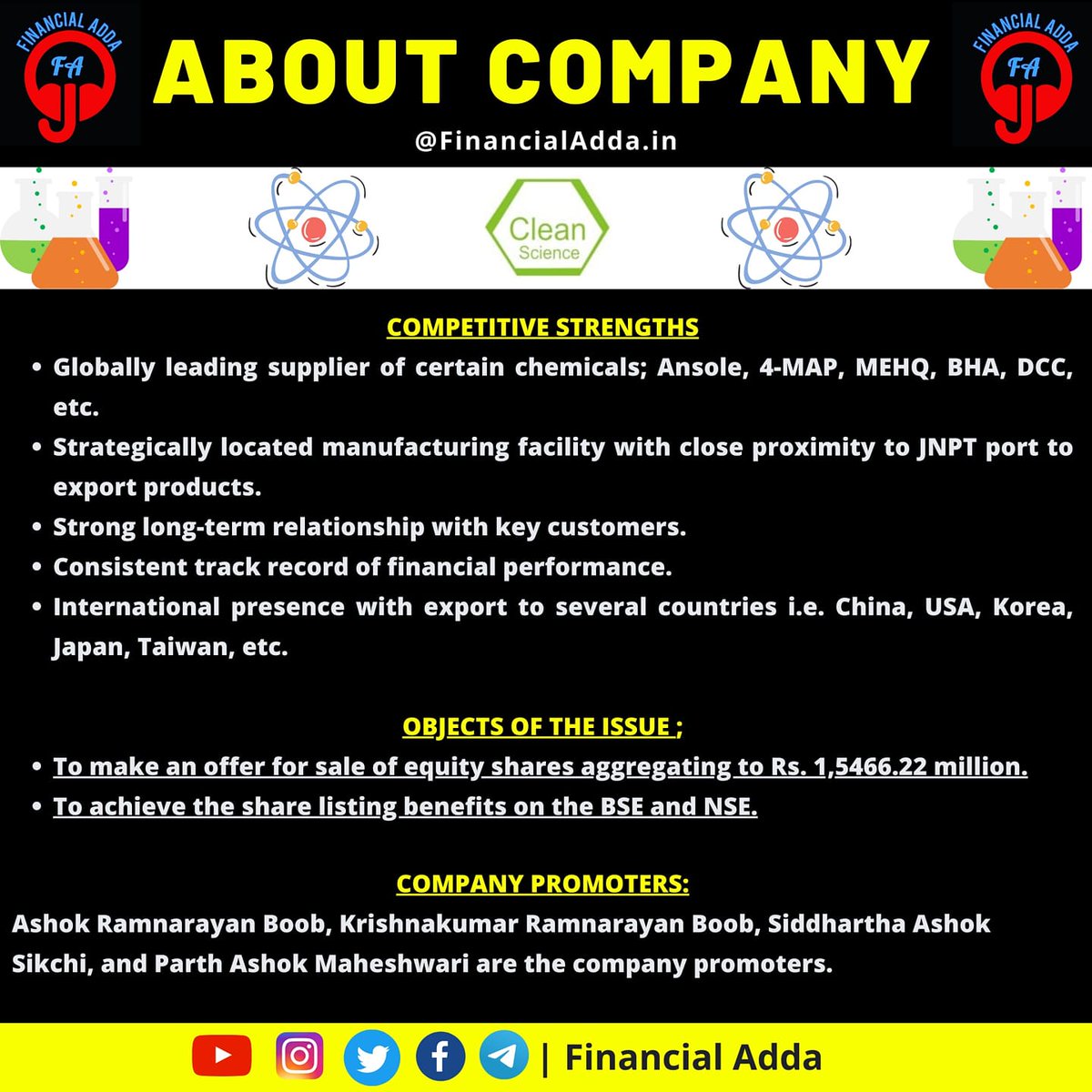 FinancialAdda's tweet photo. Clean Science &amp; Technology Ltd IPO 
. 
. 
Follow @FinancialAdda For More Content 

#ipo #upcomingipo #ipotime #iponews #cleanscienceipo #CleanScienceandTechnology #cleanscience https://t.co/qnydKaeAG8