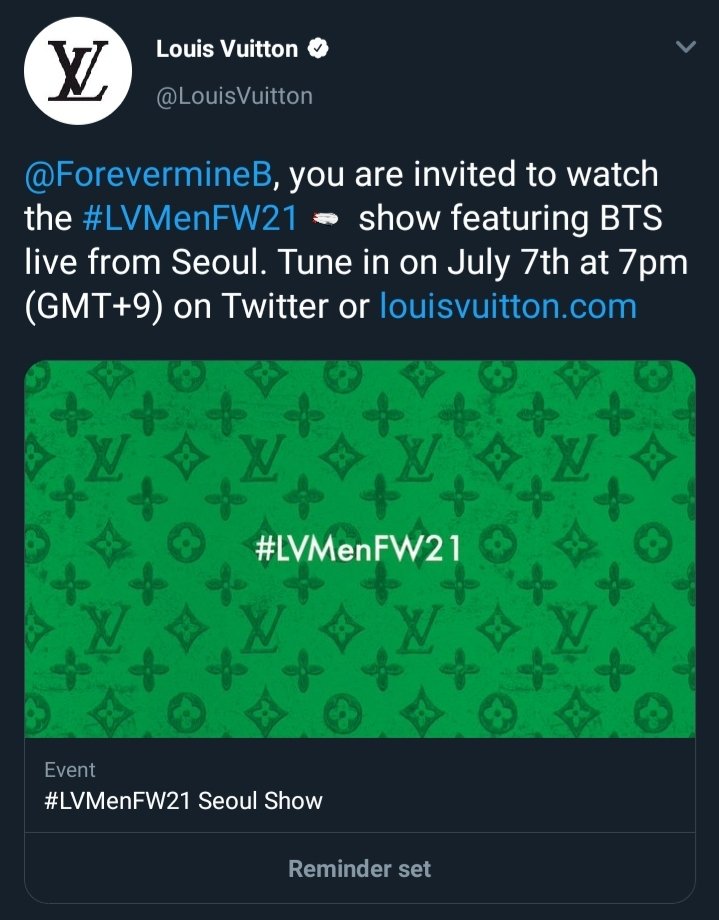 BtsJissa's tweet photo. THANK YOU SO MUCH FOR THE INVITATION💜#LouisVuitton https://t.co/Dsoq0tLUG4