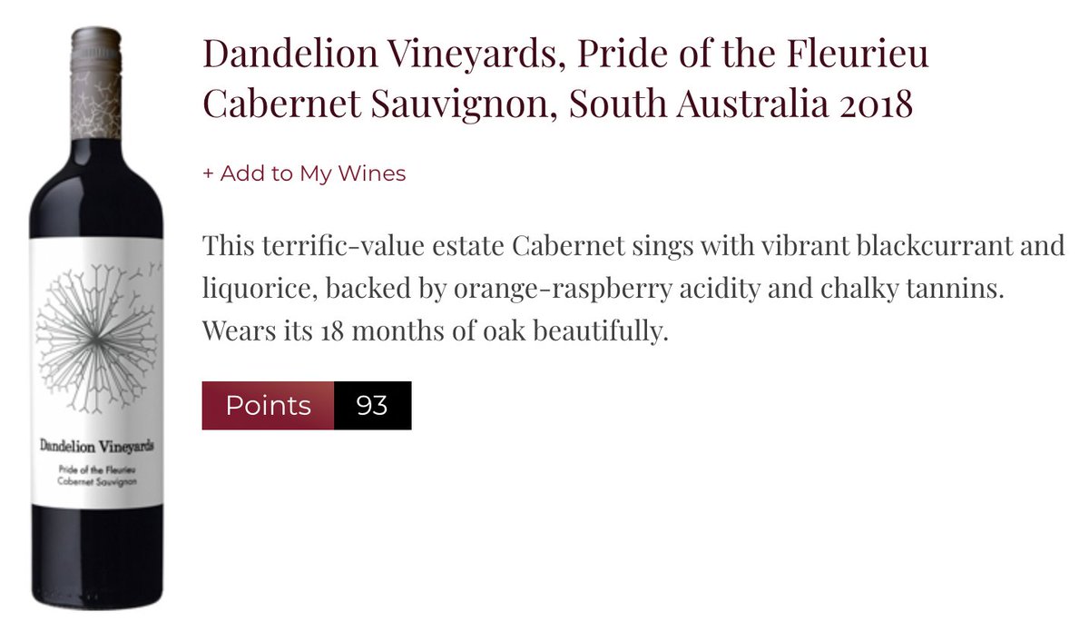 Antarctic currents create cool breezes so #Australia's Fleurieu Peninsula can grow expressive and structured #CabernetSauvignon. <a href="/Decanter/">Decanter</a> picks <a href="/DandelionWines/">Dandelion Vineyards</a> 2018 Fleurieu Cab Sauv as a Top-10 red value! #askifitsartisan
bit.ly/3AvbLVO