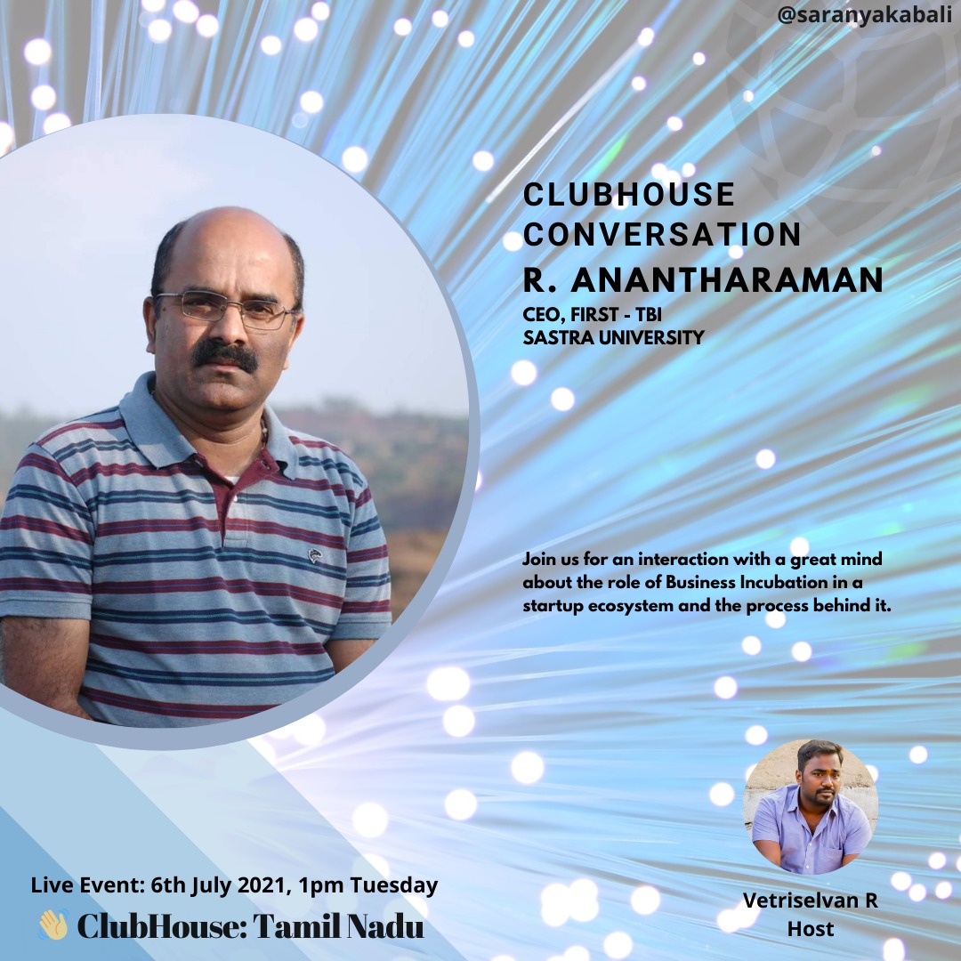 Vetri1710's tweet photo. Featuring @SastraUniv #FIRSTTBI on 6th July, 1pm @Clubhouse . Welcome you to join and get more insights on the role of TBI in a Student Startup Ecosystem. 

@gkacts @anantha02814741 @senthilnayagam https://t.co/J7gSDiIoW1