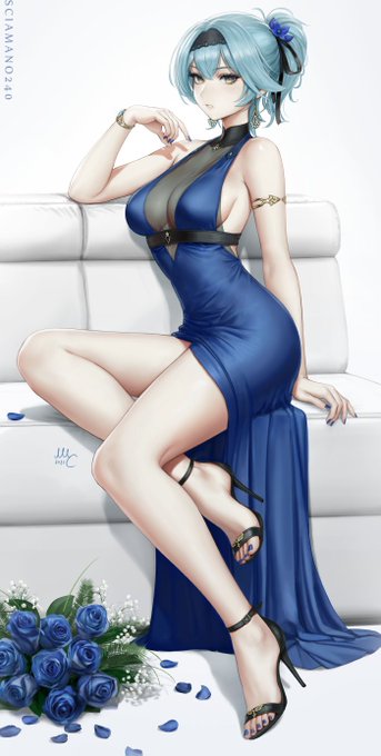 1 pic. Eula wearing an elegant dress, from Genshin Impact. https://t.co/TkMcMDF01j