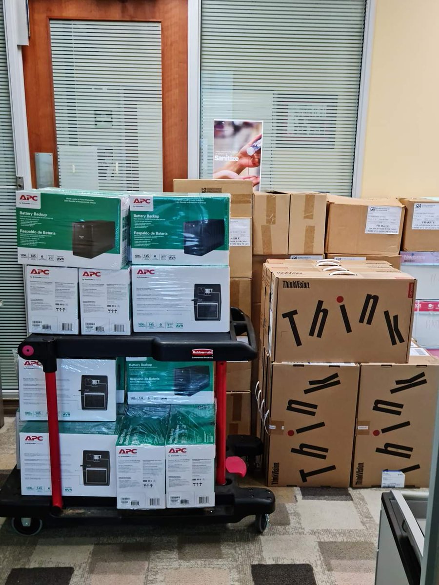 TradeInvTourism's tweet photo. On June 24th 2021, the MTI continued its support to this initiative through the distribution of  Desktop Computers, Monitors and Tablets with data SIMS to the  Regional Corporations and County Medical Offices of Health in these regions. 
#DevelopTT #ImprovedGovernmentService https://t.co/R4JChgBCMR