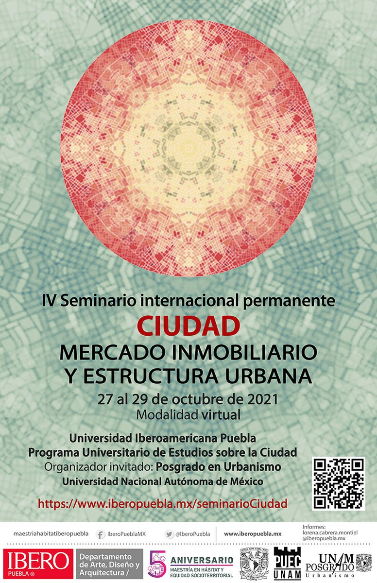 📣📌Abre #Convocatoria para el IV SEMINARIO INTERNACIONAL CIUDAD, MERCADO INMOBILIARIO Y ESTRUCTURA URBANA, coorganizado por Maestría en Hábitat y Equidad Socio Territorial de <a href="/IberoPuebla/">IBERO Puebla</a>, <a href="/PUEC_UNAM/">PUEC UNAM</a> y Posgrado Urbanismo UNAM.
+ info 👉 bit.ly/Seminario_CIUD…