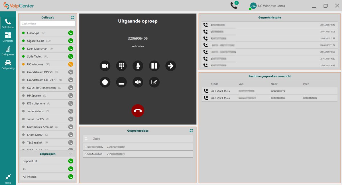 Release VoipCenter UC-applicatie : extended modus. Meerdere (synced) views, Call Notes (notities bij een gesprek), Realtime Call Overview, Call Queue monitoring, Call Park monitoring + Parked Call Pickup. #voip #cloud #telefooncentrale