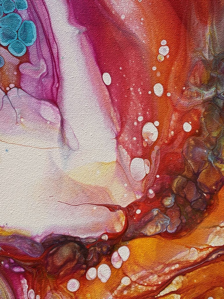 snowpinecone's tweet image. "Afire" // 10x10 acrylic pour and some cloud mix added for some fun. :) #ArtistOnTwitter #AcrylicPour #AbstractArt