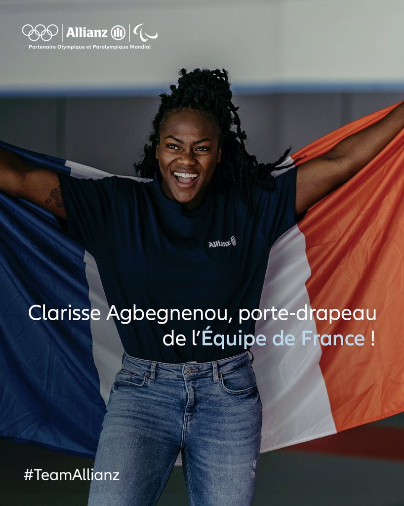Julien Martinez (@jul_mrtz) on Twitter photo Toutes mes félicitations à <a href="/Gnougnou25/">AGBÉGNÉNOU Clarisse</a>, désignée ce soir comme l’une des porte-drapeaux de l’Equipe de France lors des Jeux Olympiques de #Tokyo2020! <a href="/allianzfrance/">Allianz France</a> te soutient pour porter les valeurs Olympiques ! #EnRoutePourTokyo #TeamAllianz <a href="/LeVestiaireAZ/">Le Vestiaire Allianz 🏆</a> Toutes mes félicitations à <a href="/Gnougnou25/">AGBÉGNÉNOU Clarisse</a>, désignée ce soir comme l’une des porte-drapeaux de l’Equipe de France lors des Jeux Olympiques de #Tokyo2020! <a href="/allianzfrance/">Allianz France</a> te soutient pour porter les valeurs Olympiques ! #EnRoutePourTokyo #TeamAllianz <a href="/LeVestiaireAZ/">Le Vestiaire Allianz 🏆</a>