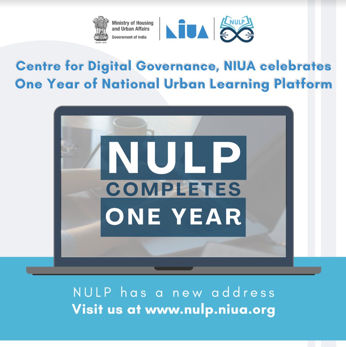 NIUA_India's tweet photo. National Urban Learning Program, NIUA"s capacity building and e-learning platform for @MoHUA_India celebrates one year! Check out what's new on NULP at: https://t.co/hIiRMUxTLb
#UrbanCapacityBuilding #NULP #PassionandPurpose https://t.co/aoHuRSbGIs