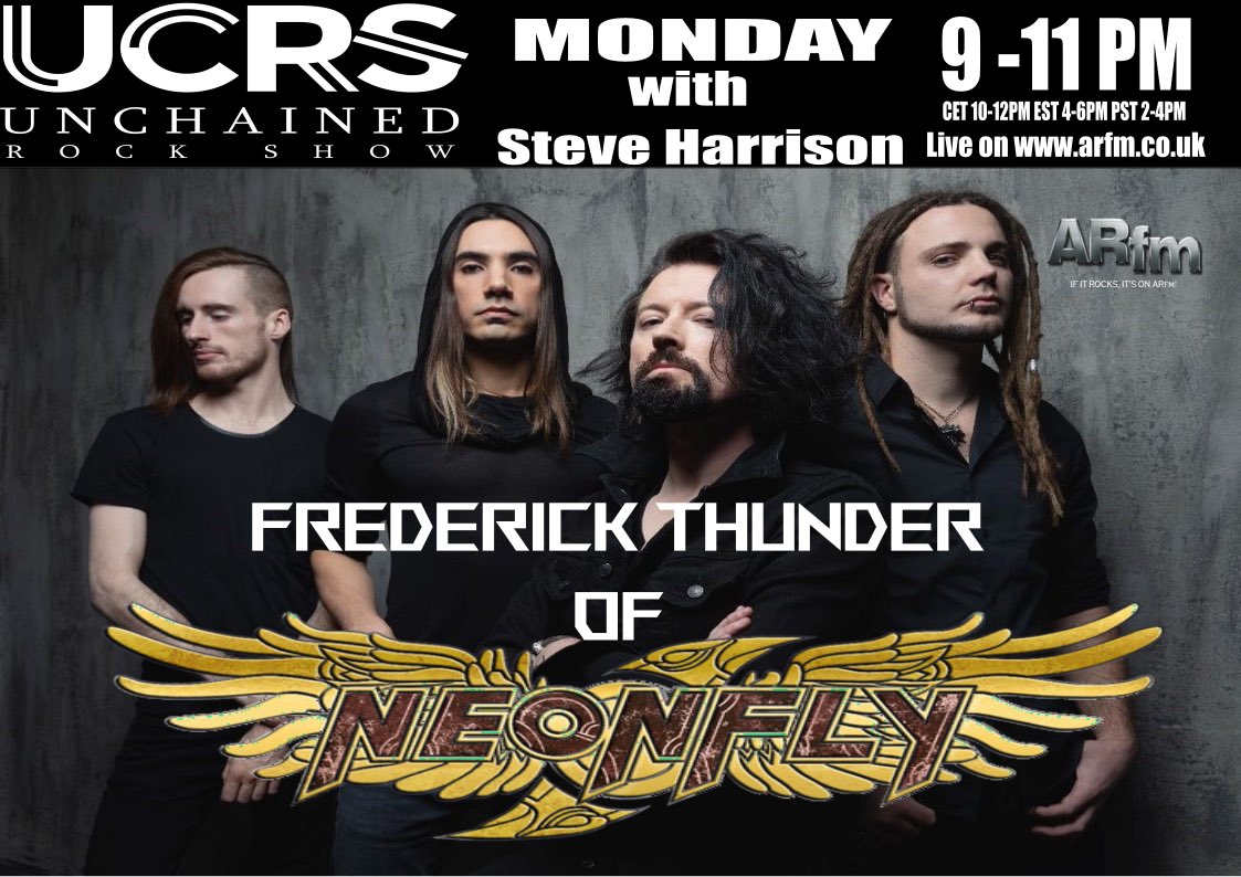 The Unchained Rock Show with Steve Harrison (@unchainedrock) on Twitter photo Tonight from 9pm on <a href="/ARfm/">ARfm</a> I chat with <a href="/NeonflyUK/">Neonfly</a> about their killer new album ‘The Future, Tonight’ plus we got the latest from <a href="/TheHotDamnUK/">The Hot Damn!</a> <a href="/VegaOfficial/">VEGA</a> <a href="/thefivehundred_/">The Five Hundred</a> <a href="/ScarletRebels/">Scarlet Rebels</a> <a href="/weareewo/">Eyes Wide Open</a> #unchainedrock #metal Tonight from 9pm on <a href="/ARfm/">ARfm</a> I chat with <a href="/NeonflyUK/">Neonfly</a> about their killer new album ‘The Future, Tonight’ plus we got the latest from <a href="/TheHotDamnUK/">The Hot Damn!</a> <a href="/VegaOfficial/">VEGA</a> <a href="/thefivehundred_/">The Five Hundred</a> <a href="/ScarletRebels/">Scarlet Rebels</a> <a href="/weareewo/">Eyes Wide Open</a> #unchainedrock #metal
