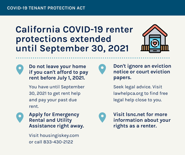 fayetalking's tweet photo. PLEASE SHARE! California’s COVID-19 renter protections are extended through September 30, 2021. Apply for rent and utility help right away at https://t.co/z1be1RjOPw. #legalaid #housing #rentrelief #RenterProtections #LSNC #COVID19 #california https://t.co/1esk4uYpRt