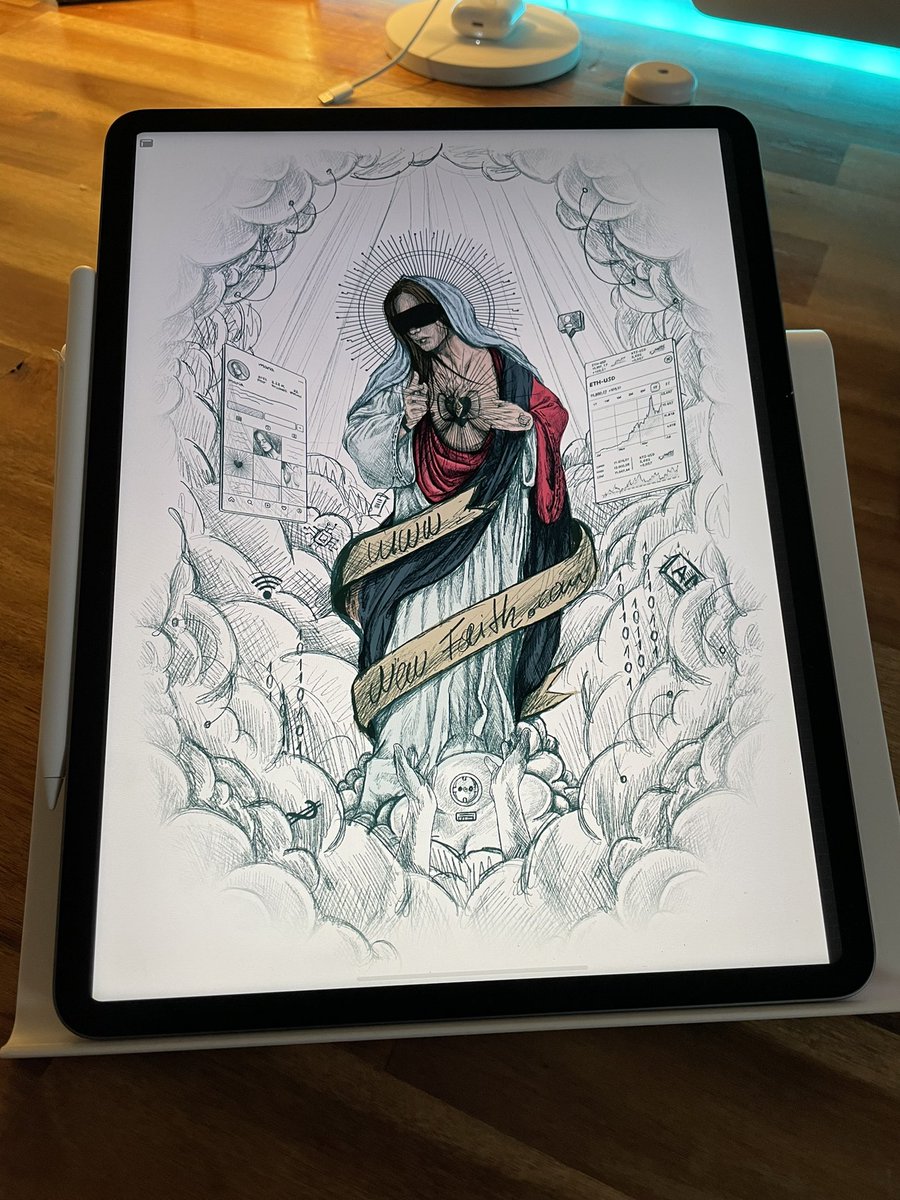 Quick update. Started the painting process. Looks kinda cool with the sketch overlay ^^ how ever at the end the sketch will be gone :)