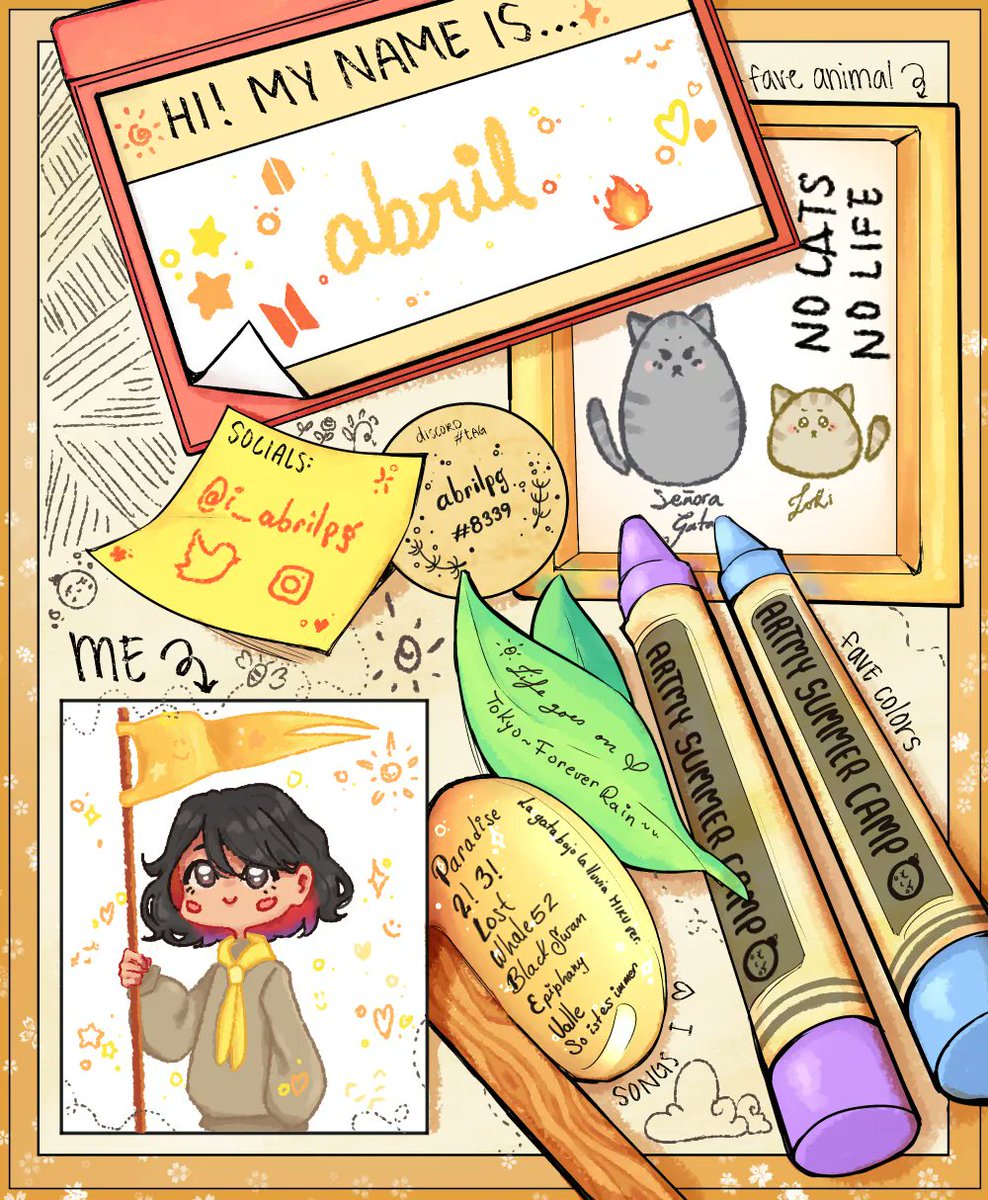 i_abrilpg's tweet photo. Finally here is my about me page uwu fighting butter duckies 💪💪💪

Go go yellow cabin!!!!!!! 💛💛💛💛

#ArtmySummerCamp https://t.co/h0VXLrv6yl