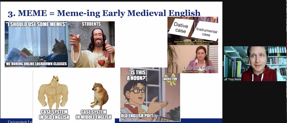 Stewart_Brookes's tweet image. Now @thijsporck talks about his use of memes through lockdown: &quot;One of the things I thought was okay, how am I going to make this fun and entertaining? I thought well, students like to make memes, why don’t I make memes as well!” #s421 #IMC2021