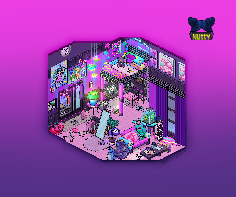 Bedroom kawaipunk 💜🖤💤

YT tutorial: youtu.be/T_uOx2K9u3U

#Habbo #Habboroom #speedbuild