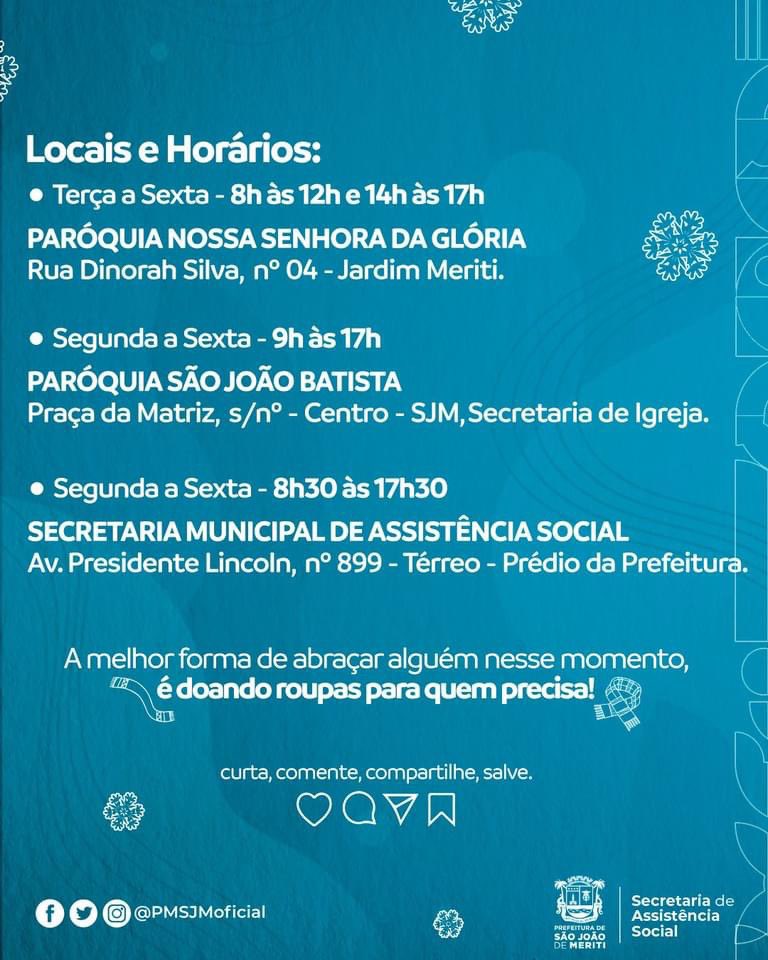 Quer ajudar e não sabe como, onde? Bora ajudar? A secretaria de Assistência Social iniciou a “Campanha do Agasalho”.

Dê um destino feliz para as roupas que não te servem mais: ajude a aquecer o inverno de quem precisa. 🙂