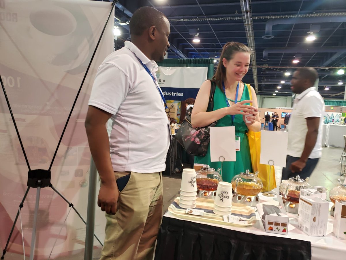 Explaining how Tea is grown in Kenya at the World Tea Expo+Conference held in Las Vegas, Convention Center