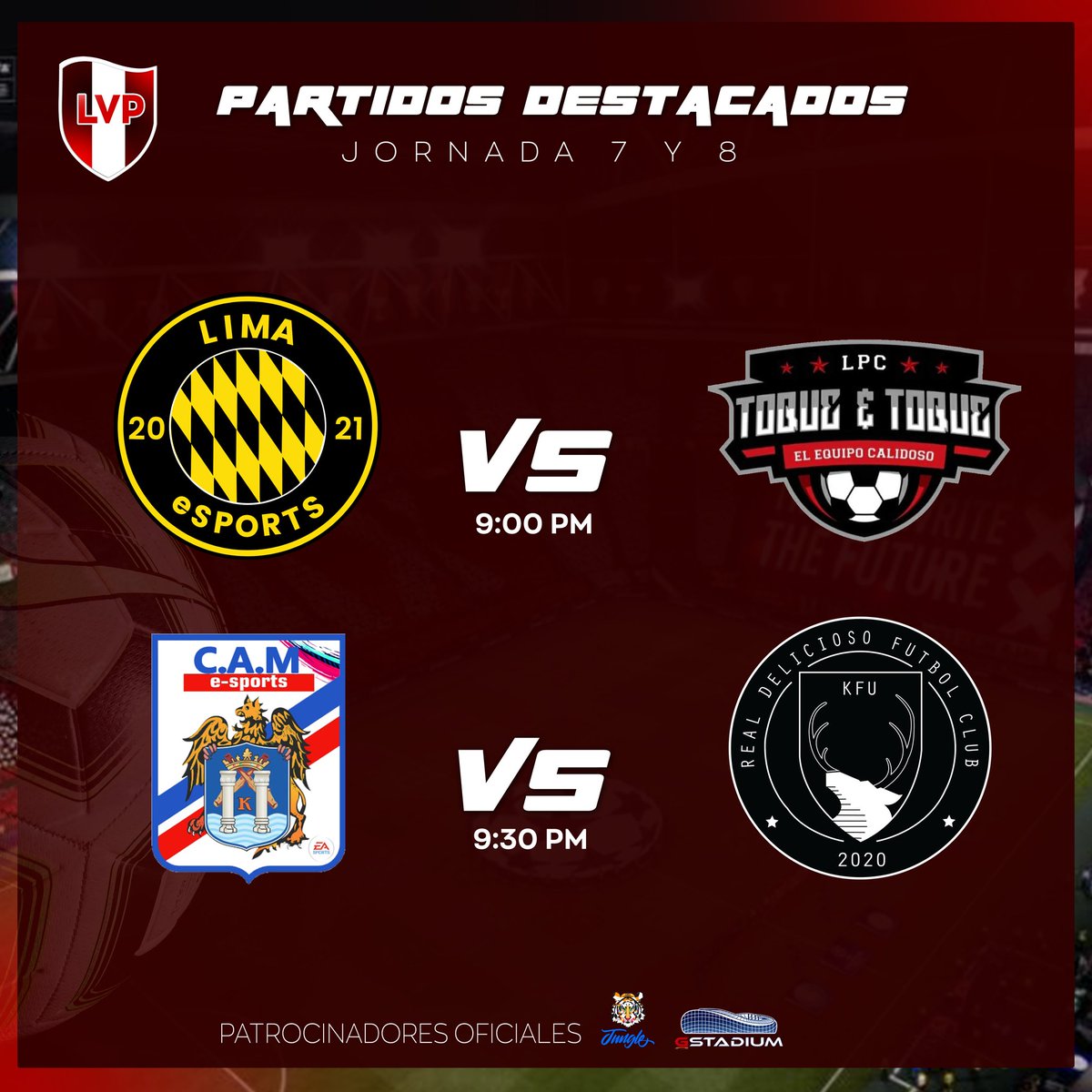 lvpperuana's tweet photo. 🇵🇪¡HOY EN VIVO! PARTIDOS DESTACADOS! 🇵🇪

A partir de las 9:00 pm se enfrentan en vivo los equipos: 
🔥 #LIMAESPORTS vs #TOQUEYTOQUE Jornada 7
🔥 #CAMESPORTS VS #REALDELICIOSO Jornada 8

¡Vamos equipos! Comenzado con toda garra. Ya están listos. https://t.co/NnFhkv40WI