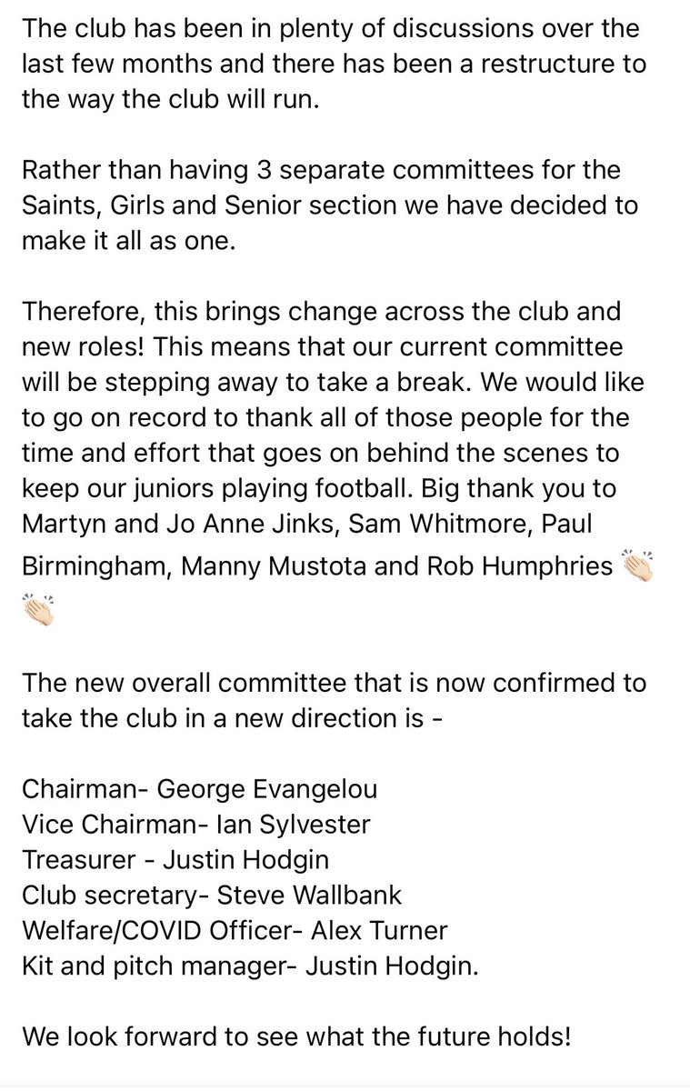 🔴⚪️ Announcement 🔴⚪️ 

Please see the picture below! 

Huge thank you to Martyn, Jo, <a href="/Sam_Whitmore1/">Sam Whitmore</a>, Paul, Manny and Rob for their efforts. 

#FTGOTWWS <a href="/WalsallWoodFC/">𝐖𝐚𝐥𝐬𝐚𝐥𝐥 𝐖𝐨𝐨𝐝 𝐅𝐂</a>