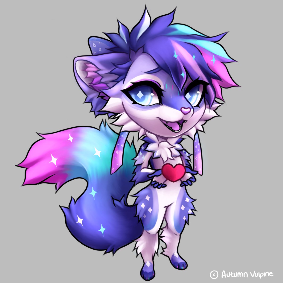 KaoruFox's tweet photo. Soft shaded chibi commission for @kitsunespirit34 💙💜 #autumnvulpine https://t.co/6R0gD7dewK