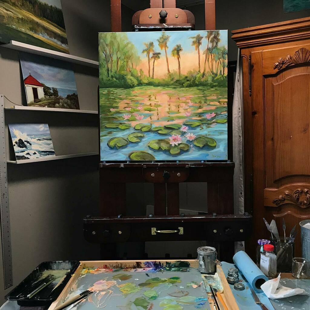dlarsonpaints's tweet photo. “Peppers and Palms” oh my!
24x24” Oil
What fun this is today. Something different keeps me on my toes. I’ll be back tomorrow🎨
#peppertrees #palmtrees #waterlilies #impressionism #oilpaintings #inherstudio #happypaintings #wetpaint #pondlife #lilypads… https://t.co/aBucbZKoAZ https://t.co/cWGmvPKwmx