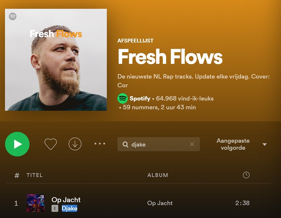 Walboomers's tweet photo. HIGHLIGHT: The talented artist Djake is in the official Fresh Flows playlist for the second week! Keep streaming 'Op Jacht' 🔥⁠
#djake #opjacht #funx #spotifynl #talent #nlrap #nlhiphop #videoclip #musicvideo #outnow #viraal #muziek #freshflows #playlist https://t.co/JONdojGHaO