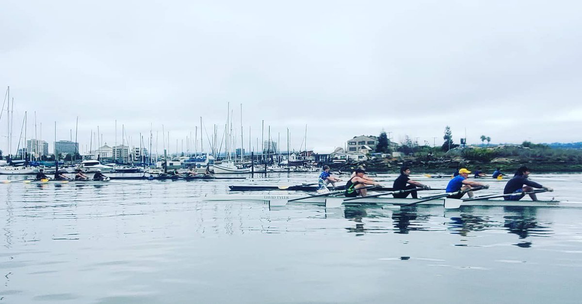 RowLakeMerritt's tweet photo. Thanks to East Bay Rowing Club for the recent scrimmage. LMRC fielded a men's 4 &amp; quad &amp; a women's double, 4 &amp; quad. We had a strong showing! Despite the overcast morning, the water was perfect &amp; the rowers’ smiles lit up the day. We hope to have more races soon! @EBRC_Oakland https://t.co/LIkvs9KbhH